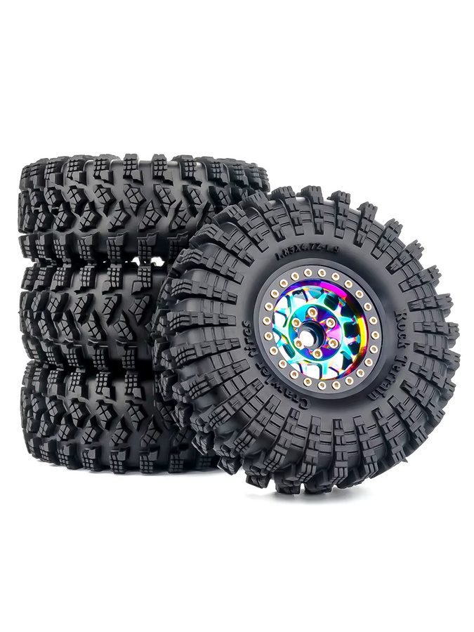 PYFORE Kletterreifen Metallradnabe, 1,9 Zoll, 120 x 45 mm, Sechskantadapter 12 mm, für 1/10 RC Modellauto Crawler Zubehör - Bild 4