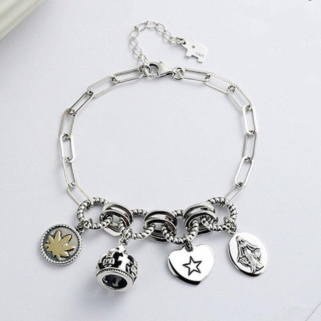 Armband 925 Silber, Krone, Retro, Damen, 19cm, grau - Bild 1