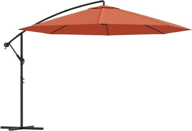 DELUKE Sonnenschirm MARC Ampelschirm Rund in Terrakotta mit UV-Schutz und Kurbelsystem, Durchmesser: 350 cm - Bild 1
