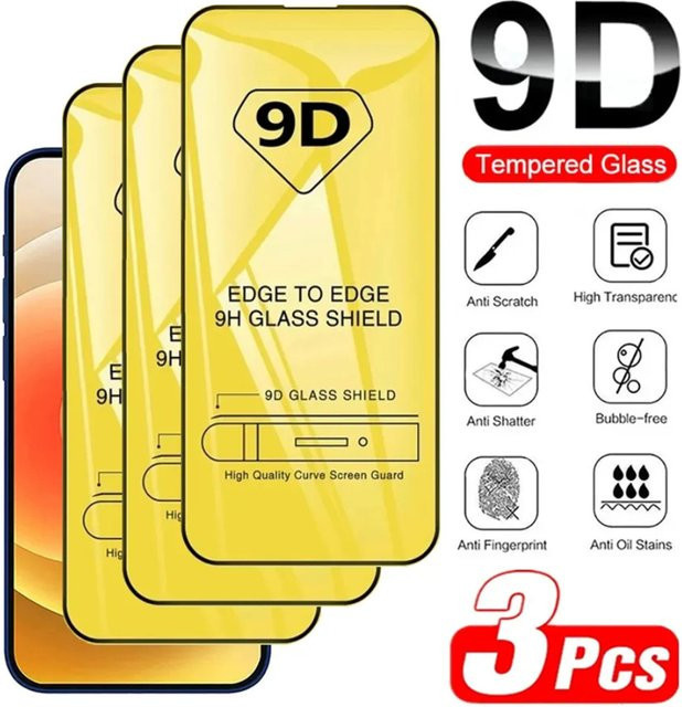 9D Vollabdeckung Displayschutz aus gehärtetem Glas für Xiaomi 11 Lite 5G, 14T Pro, 13T, 12 Lite, 13, 14, 15, 9T, 9 Lite, 9x, 11i, transparent - Bild 1