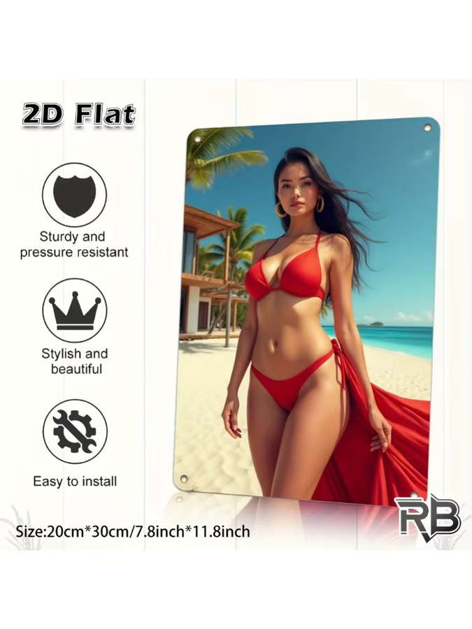 HELLOYOUNG Metall-Wandkunst Bikini-Mädchen Portrait als 2D-Flugzeug-Dekoration - Bild 2