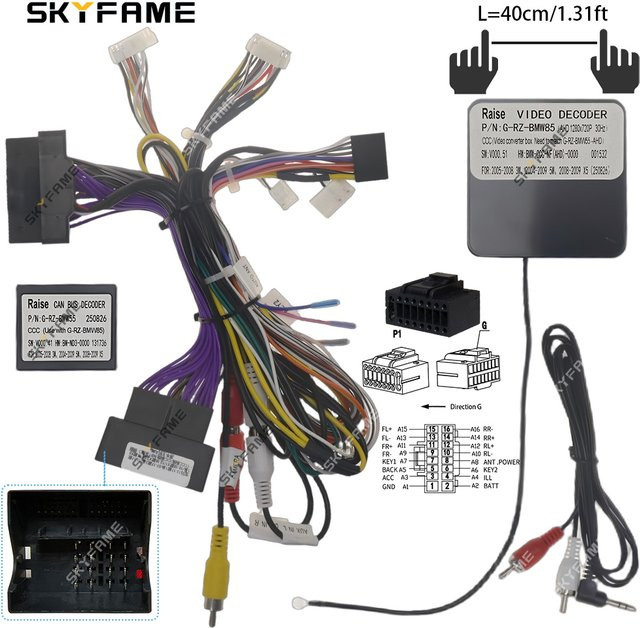 SKYFAME Auto 16pin Kabelbaum Adapter mit Canbus Box Decoder für Android Radio BMW E60 3er 5er Serie E61 E63 E90 E91 E92 - Bild 1