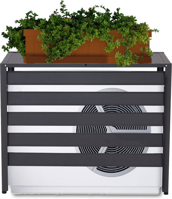 MCW Alu Verkleidung für Klimaanlage oder Wärmepumpe K59 als Schutzgitter und Abdeckung in Grau, B/T/H: 73 x 90 x 38 cm - Bild 1