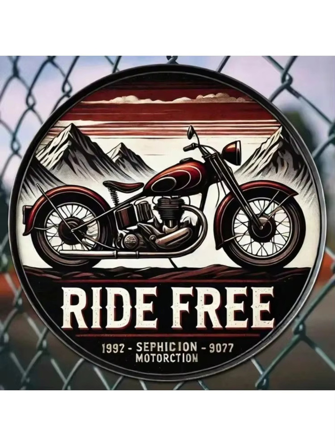 Rundes Retro Aluminium-Blechschild CIFBUY Vintage Motorrad Wanddekoration, Durchmesser: 20,32 cm, Mehrfarbig - Bild 3