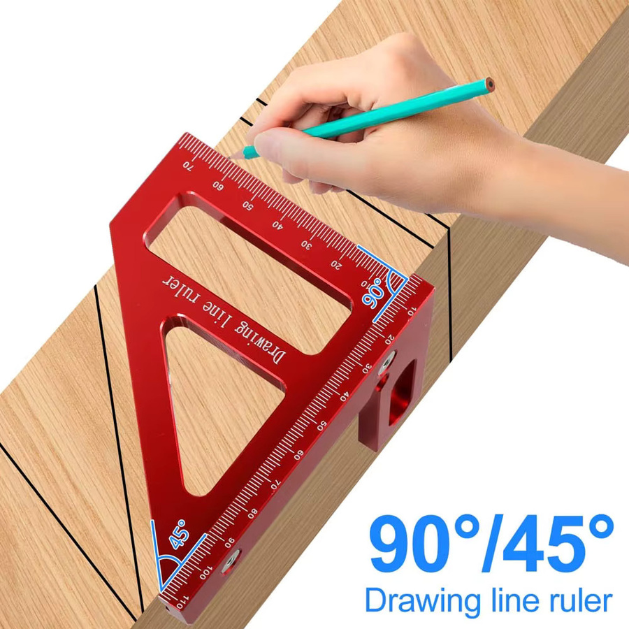 Präzisions-Quadratwinkelmesser aus Aluminiumlegierung für Holzbearbeitung und Ingenieurwesen, Rot - Bild 2