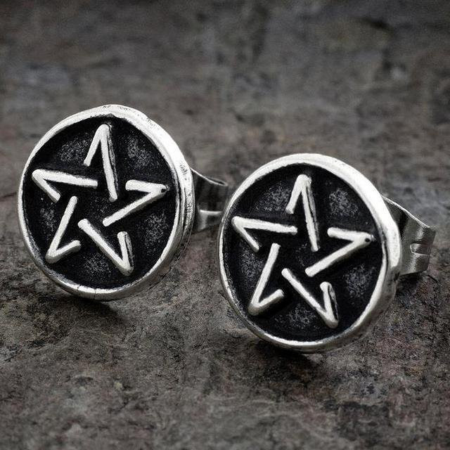 YIRAN Jewelry Ohrringe, Silber, Pentagramm, Damen, black - Bild 1