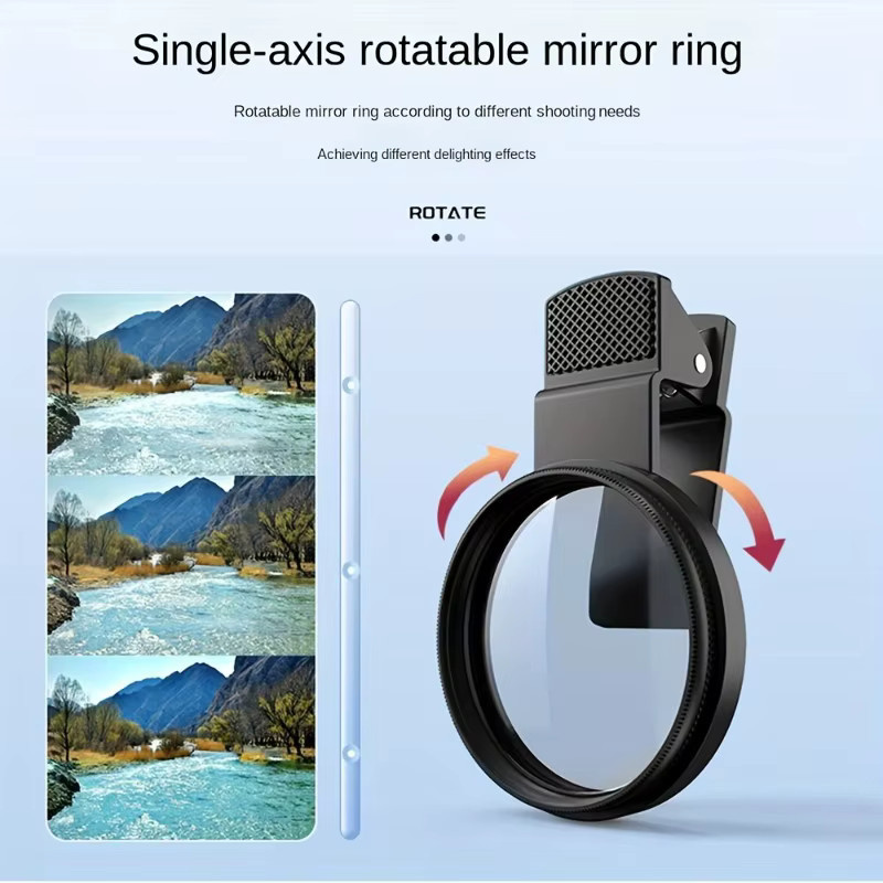 52mm CPL Clip-On Handy-Kamerafilter Polarisator zur Blendschutzreduzierung für Landschaftsfotografie in Schwarz und Weiß - Bild 2