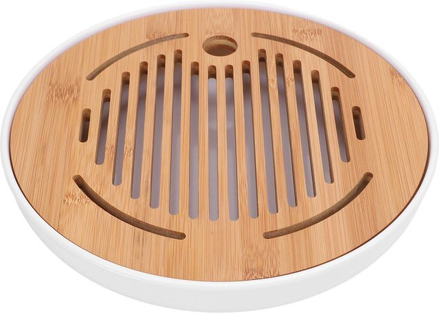 CosyHome Tee Tablett Rund im Modernen Stil für Kung Fu Tee, Braun, Durchmesser: 25,4 cm - Bild 1