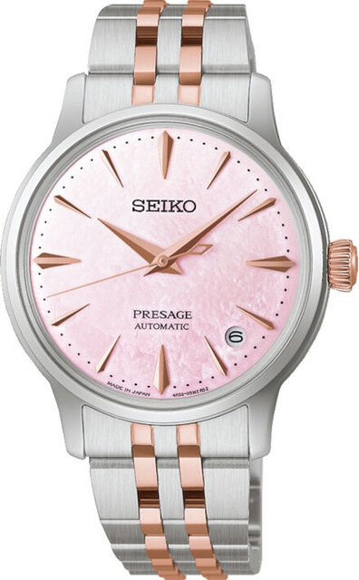 Seiko Damenuhr Presage, Automatik, Edelstahl, Pink, 34 mm, 5 ATM - Bild 1