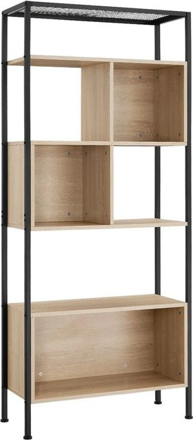 tectake Regal im Industrial Style aus Stahl und melaminbeschichtetem Holz in Schwarz und Braun, B/T/H: 75 x 31 x 170,5 cm - Bild 2