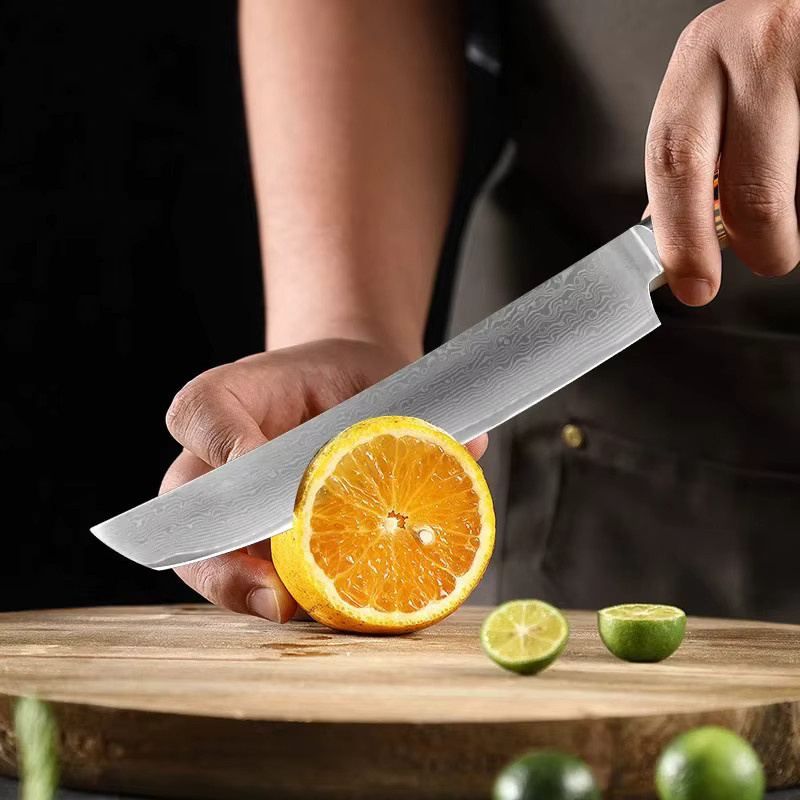 GuanQi Profi-Küchenmesser aus japanischem Damaststahl mit Holzgriff und Schutzhülle, Silber - Bild 4