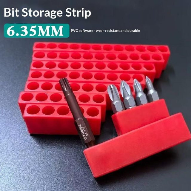 HUXUAN Schraubendreher-Bit-Halter Organizer aus Kunststoff in Rot für 4-32 Löcher mit 1/4 Zoll Sechskant-Aufnahme - Bild 1
