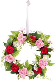 MyHome HELU Deko-Kranz Rosen in Rosa und Mehrfarbig, floraler Hängedekorationskranz rund - Bild 1