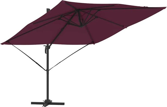 vidaXL Roma Sonnenschirm mit Standfuß in Rot, B/T/H: 286 x 284 x 265 cm, aus Aluminium und Polyester - Bild 1