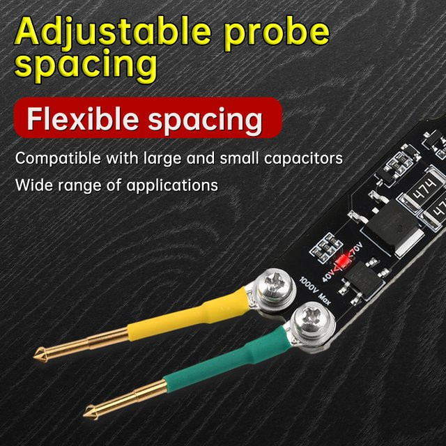 Gaqqee Kondensator-Entladestift AC/DC Hochspannungs-Entladegerät mit einstellbarer Sonde und Doppel-LED-Licht, 1000V, Schwarz - Bild 1