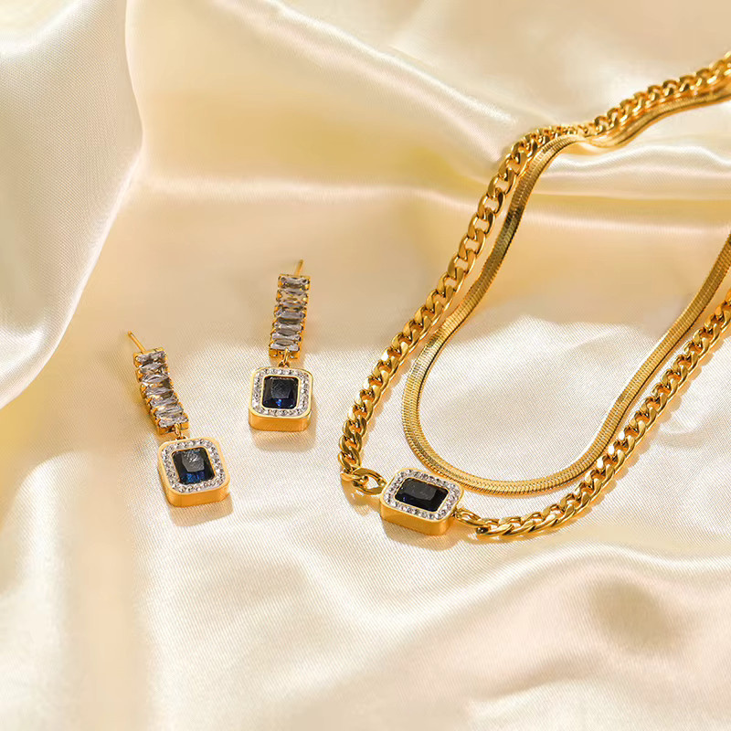 EILIECK Schmuck-Set Edelstahl, Gold, Zirkonia, Damen - Bild 1