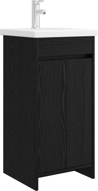vidaXL Badezimmerschrank mit Waschbecken in Schwarzer Eiche, modern und freistehend, B/T/H: 84,5 x 40,0 x 89,0 cm - Bild 1