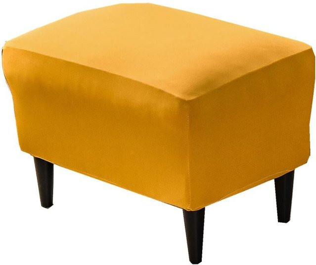 Einfarbiger rechteckiger Ottoman-Bezug aus Polyester für Hocker und Fußstützen, waschbar und rutschfest - Bild 1