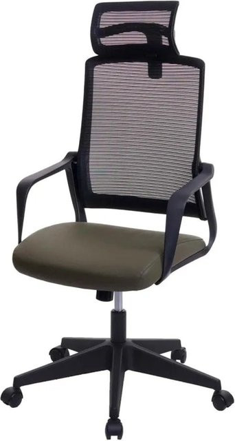 Ergonomischer Bürostuhl MCW J52 mit Kopfstütze und Armlehnen aus Kunstleder, Farbe: Grün, B/T/H: 64 x 66 x 128 cm - Bild 2