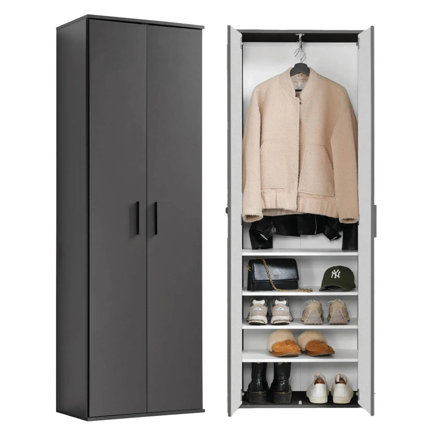 mokebo Garderobenschrank Mehrzweckschrank in Anthrazit mit Kleiderstange und Regalböden, H x B x T: 180 x 60 x 34 cm - Bild 2