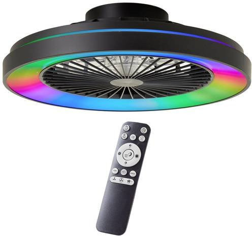 Brilliant Mazzaro LED-Deckenleuchte mit Ventilator, Schwarz, Durchmesser: 48,5 cm, dimmbar mit Fernbedienung und RGBW-Funktion - Bild 1