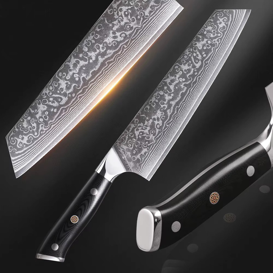 TURWHO Kiritsuke-Messer im japanischen Stil aus 67-lagigem Damaststahl, 8,5 Zoll Slicer in Silber - Bild 5