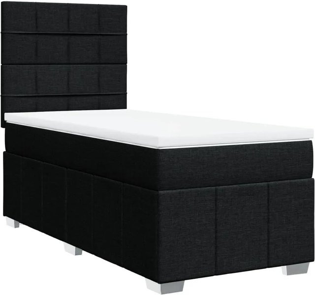 vidaXL Boxspringbett mit Matratze Schwarz, B/T/H: 80 x 200 cm, mit USB-Ladeport und Unterbettbeleuchtung - Bild 1