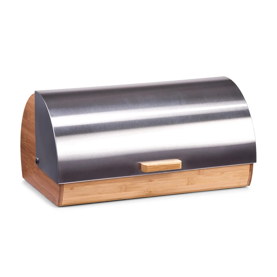 Zeller Brotkasten aus Bambus und Edelstahl in Silber, B/T/H: 25 x 18,5 x 38,5 cm - Bild 2
