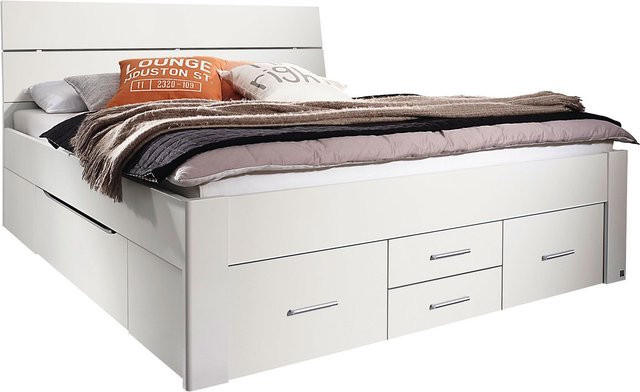 RAUCH Scala Futonbett in Alpinweiß mit Dekor-Kopfteil und 6 Schubkästen, B/T/H: 160 x 200 x 165 cm - Bild 1
