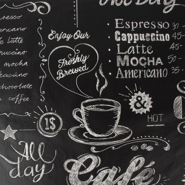 Superfresco Easy Vliestapete Coffee Shop Mural in Schwarz-Weiß mit Typografie-Design, Breite: 0,52 m, Länge: 10,05 m - Bild 1