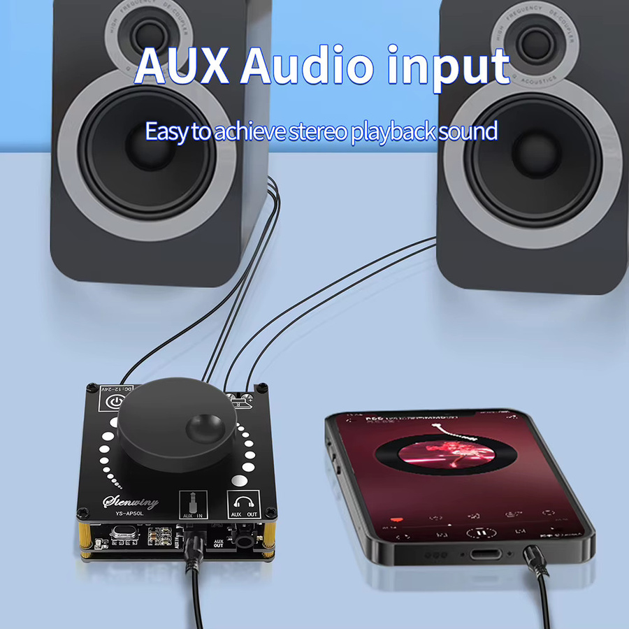 YS-AP50L Digitaler 2,1 Kanal Verstärker mit Bluetooth, USB und 3,5mm Aux, 50W Stereo Amp in Schwarz - Bild 3