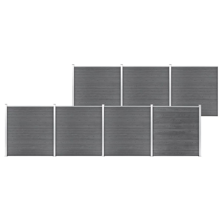 vidaXL Gartenzaun aus WPC und Aluminium in Grau, B/H: 1218 x 186 cm - Bild 2