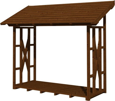 Kaminholzunterstand Paul 2 von SKANHOLZ in Nussbaum Braun, B/H/T: 290 x 243 x 126 cm - Bild 1