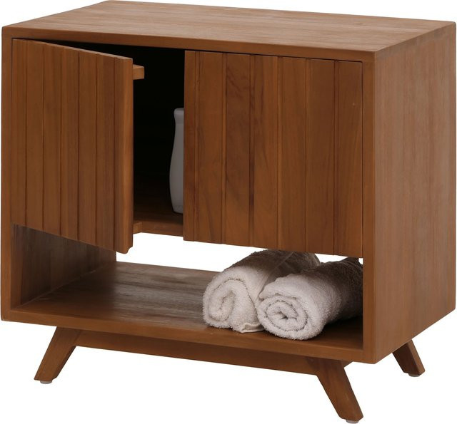 MCW Waschbeckenunterschrank aus Teakholz in Braun, B/T/H: 61 x 40 x 65 cm - Bild 1