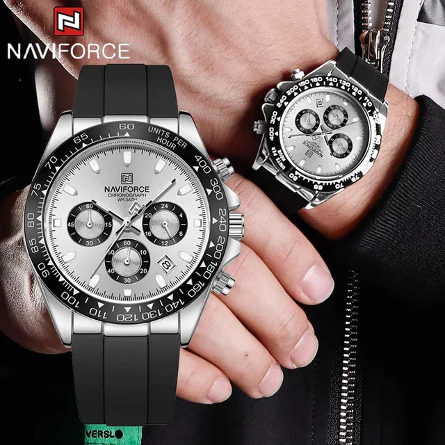 NAVIFORCE Armbanduhr, Quarz, Chronograph, Edelstahl, Silber, Herren - Bild 1