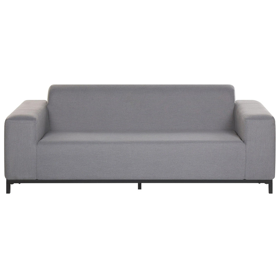 Beliani Gartensofa modern in Grau und Schwarz mit Polsterung und Aluminiumgestell, B/T/H: 186 x 84 x 68 cm - Bild 2