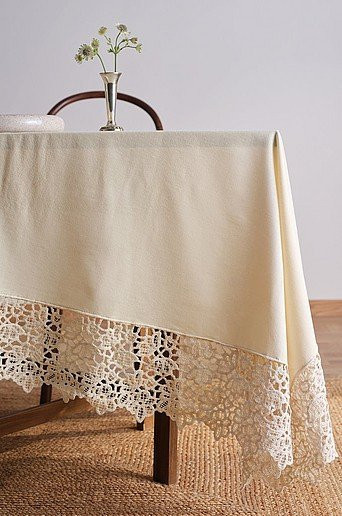 Jotex Tischdecke ANTOINETTE in Beige mit floralem Muster aus Baumwolle, B: 260 cm, H: 160 cm - Bild 1