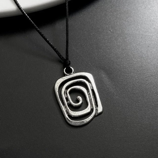 Halskette Vintage Spiral Wirbel, Handgeflochtenes Lederseil, Damen - Bild 1