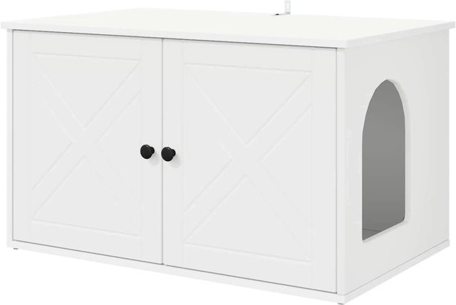 vidaXL Katzenhaus in Weiß, modernes Katzenhaus aus MDF für Wohnzimmer oder Garten, B/T/H: 85 x 55 x 50,5 cm - Bild 1