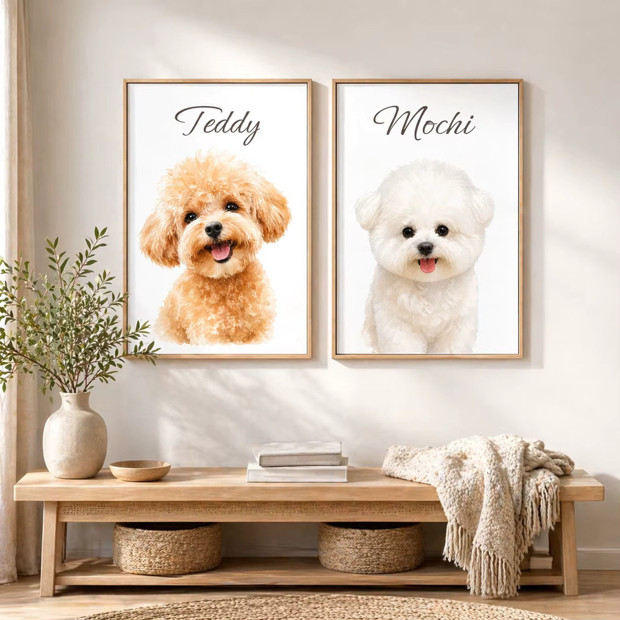 Personalisierter Haustier-Porträt-Druck als individuelles Wandbild mit Namen für Hund, Katze, Vogel oder Igel in Mehrfarben - Bild 2