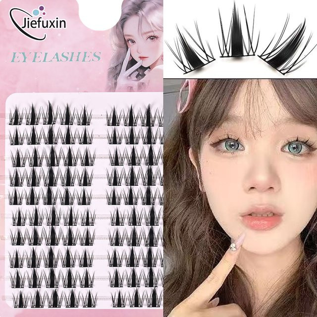 JIEFUXIN Einzelstrang Wimpern, Schwarz, Natürlich, Unisex, 100 Stück - Bild 1