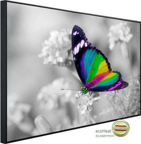 papermoon Infrarotheizung EcoHeat Bunter Schmetterling auf Blumen in Multicolor mit Matt-Effekt, App-Steuerung und Überhitzungsschutz - Bild 1