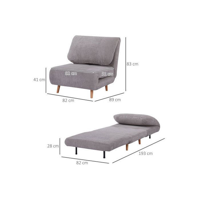 MUVOE 2-in-1 Schlafsofa in Hellgrau mit verstellbarer Rückenlehne und Massivholzrahmen - Bild 2