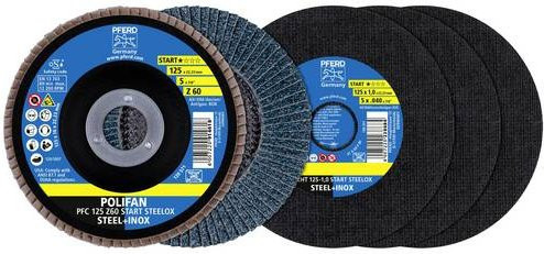 PFERD Trenn- und Fächerscheiben-Set Start-Linie START STEELOX EHT 1,0/PFC Z60 für Stahl und Edelstahl Durchmesser: 125 mm - Bild 2