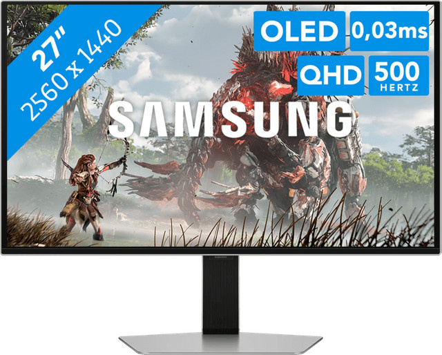Samsung Odyssey G60SF OLED Gaming Monitor 27 Zoll QHD 500Hz Silber - Bild 2