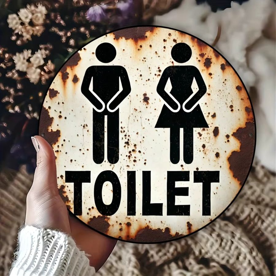 HELLOYOUNG Vintage Toiletten-Aluminiumschild mit Toiletten-Symbolen zur Wandmontage, B/H: 20 x 20 cm - Bild 3