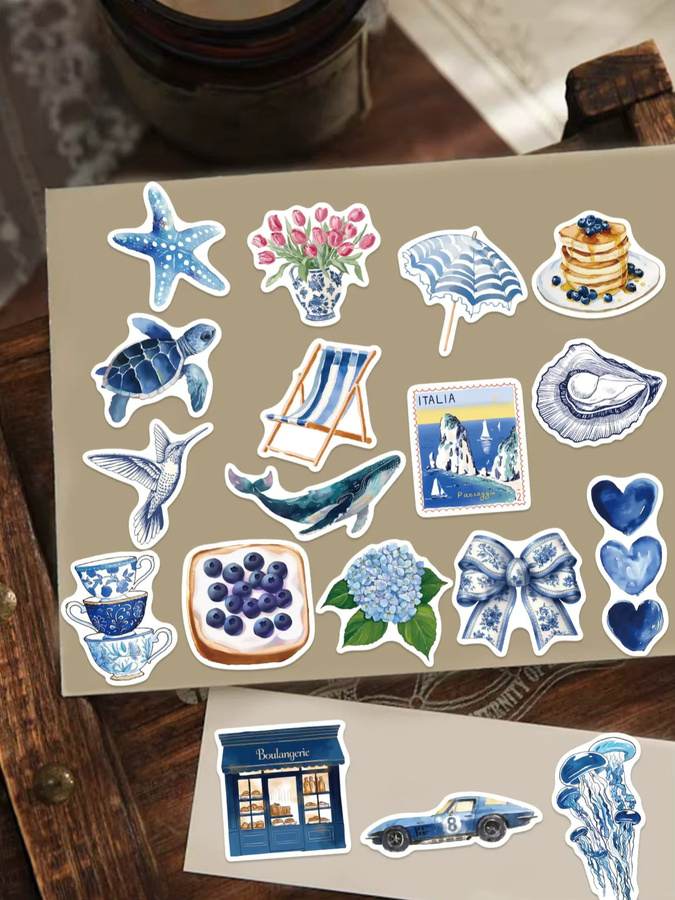 50 Blue Ocean Graffiti-Aufkleber in Blau zur Dekoration von Wasserflaschen, Laptops und Skateboards - Bild 2