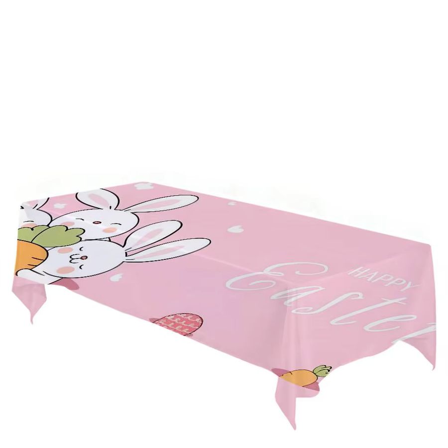 Wasserdichte rechteckige Tischdecke mit Cartoon Kaninchen Motiv in Pink für Party und Weihnachtsdekoration - Bild 3