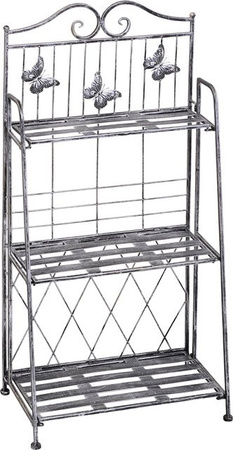 Outsunny Pflanzregal aus Metall mit 3 Ebenen in Silbergrau, dekorative Blumentreppe für Garten und Innenbereich, B/T/H: 44 x 25 x 96 cm