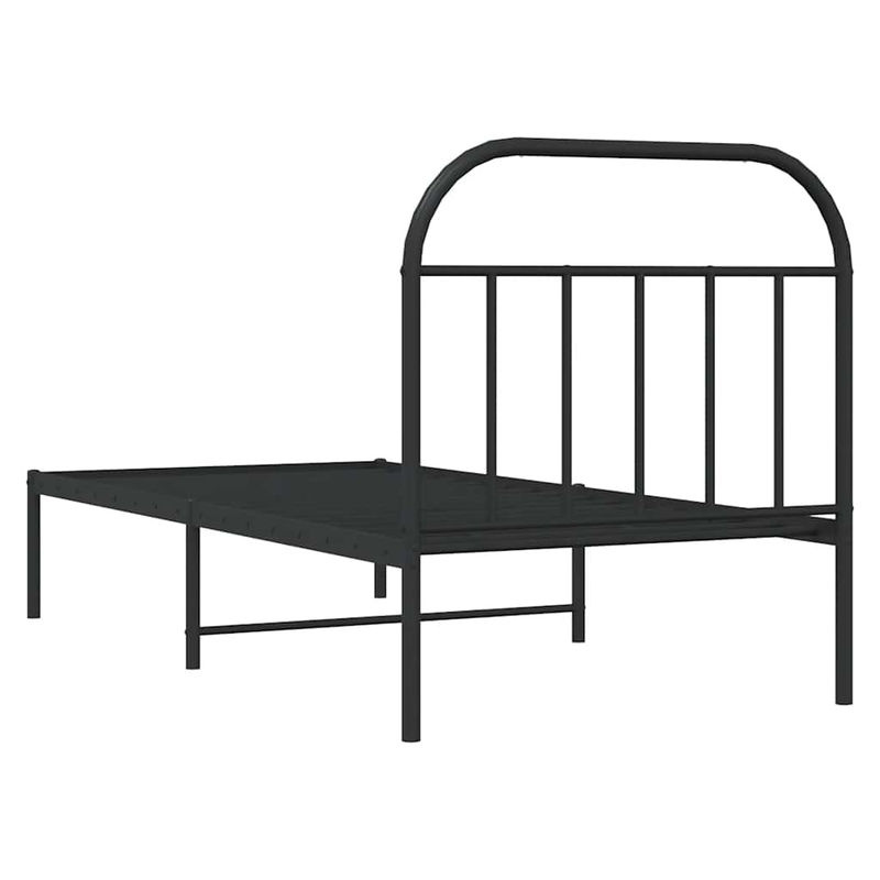 Vidaxl Metall-Bettgestell mit Kopfteil in Schwarz, B/L: 90 x 200 cm - Bild 4